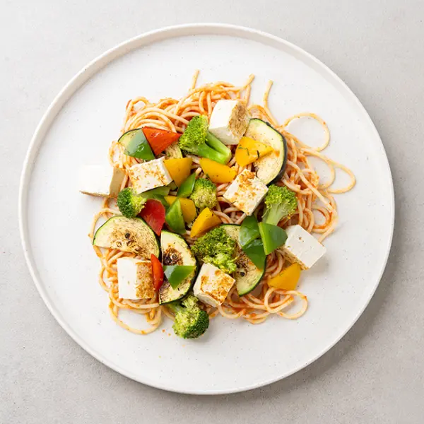 Tofu Florentine & Veggie Spaghetti Pomodoro